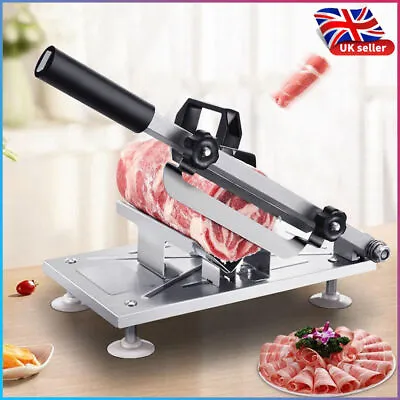 Stainless Steel Manual Frozen Meat Slicer Deli HamxBeef Cutter Cutting Machine • £13.99