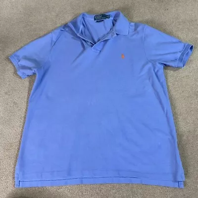 Ralph Lauren Polo Shirt Mens Extra Large Slim Fit Blue Short Sleeve Logo Casual • $25.90