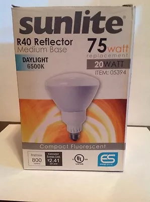 SUNLITE SL20R40/65K #05394 Medium Base 120volt Energy Saving.Compact Fluorescent • $4.99