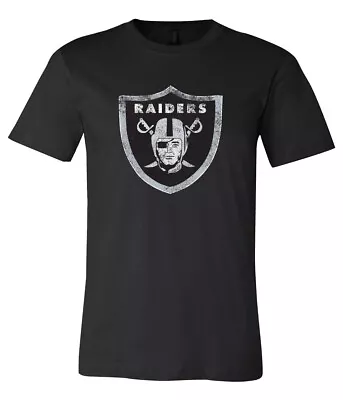 Oakland Raiders Distressed NFL Team Logo Shirt  S - 6XL!!! Fast Ship! • $24.99