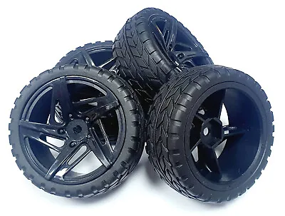£11.99 • Buy 22100 1/10 Scale RC Car On Road Wheel And Tyre Black Plastic Swirl Design X 4