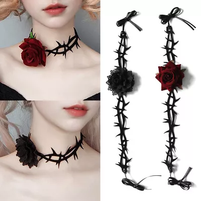 Retro Rose Flower Choker Necklace Velvet Women Gothic Dress Jewelry Chain Collar • $6.99