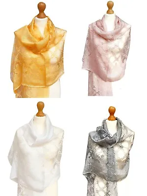 Organza Silky Meshes Wrap Floral Print Scarf Pashmina Premium Shawl Stole Hijab • $9.94