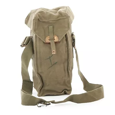 Vintage Belgian Army Canvas Bag Gas Mask Heavy Duty Webbing Satchel Shoulder • £7.99