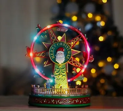 Christmas LED Village Decoration Light Up Ferris Wheel Santa Fairground Xmas • £27.99