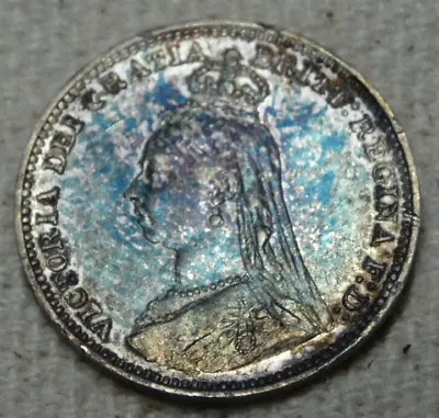 1889 Great Britain 3 Three Pence Queen Victoria KM #758 UK Unc BU Blue Luster! • $109.99