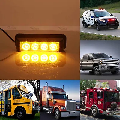 4 LED Amber Car Truck Emergency Beacon Hazard Strobe Flash Warning Light 12V New • $14.36