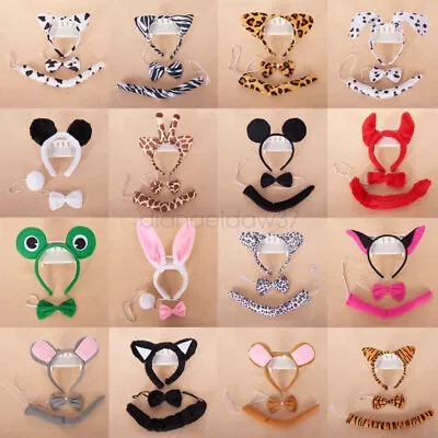 3pcs Animal Set Costume Cosplay Ear Bowtie Tail Unisex Adults Kids Party AU • $16.99