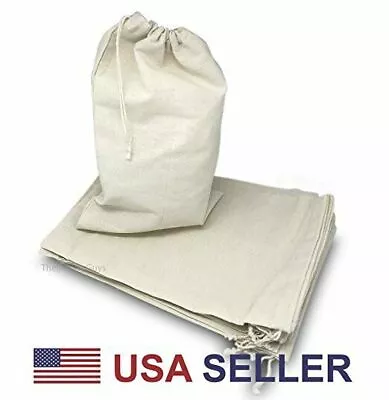 Multi-purpose Natural Cotton Muslin Drawstring Reusable Bags W Variety Of Sizes • $14.99