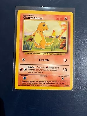 Charmander 64/102 Pokemon Card Base Set Unlimited Common 1995 • $4000