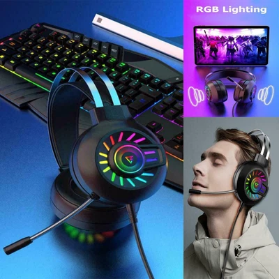 $26.99 • Buy Gaming Headset USB Wired LED Headphones Stereo With Mic For PC Desktop & Laptop