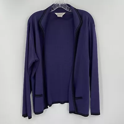 Exclusively Misook Women's Petite L Black & Purple Cardigan Sweater • $44