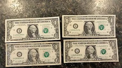$1 One Dollar Bill Note Fancy Repeater (Lot Of 4) • $6.99