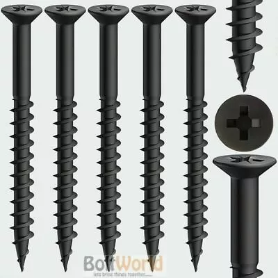 4.0 X 45mm BLACK COARSE THREAD POZI CARCASS MDF CHIPBOARD WOOD SCREWS SHARPE • £20.52