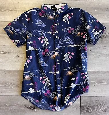 Star Wars Shirt Size Medium Blue Disney Hawaiian Button Up Stormtroopers Samurai • $20