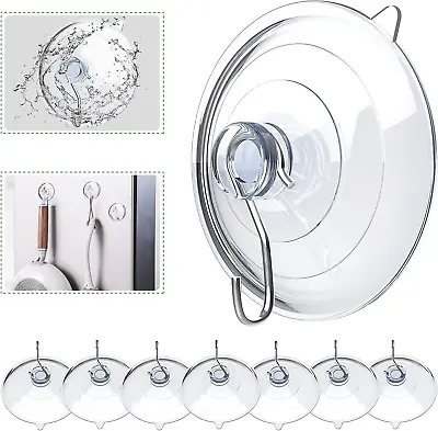 Hangerspace Suction Cup Hooks 2.5 Inches Clear PVC Suction Cups With Metal Hook • $8.99