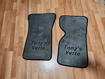 1968 - 1982 Corvette C3 Floor Mats Custom Embroidered  Tony's Vette  Silver/gray • $49.95