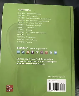 Glencoe Geometry McGraw-Hill Textbook Hardcover 2018 VERY GOOD • $69.99