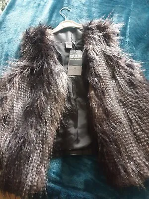 Vero Moda  Faux Fur Waistcoat And Leather Look Back Size L (14)) • $18.66