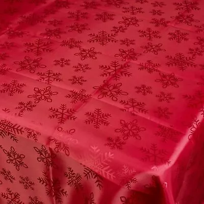 Damask Red Snowflake Jacquard Tablecloths Rectangle Table Cloth Tableware Dining • £8.99