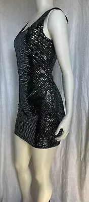 Vintage 90s Glam Club Dress Blue Green Sparkle Rave Exotic Party Y2K Small USA • $20