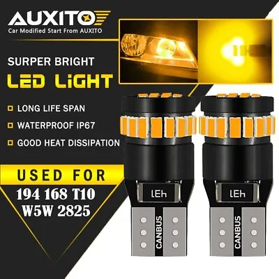 AUXITO Amber Yellow T10 168 194 921 License Side Marker Light Canbus LED Bulb Z • $8.99