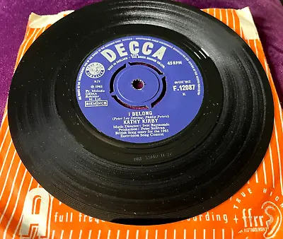 Kathy Kirby - I Belong / I'll Try Not To Cry - Decca F.12087 - 1965 -Eurovision • £3