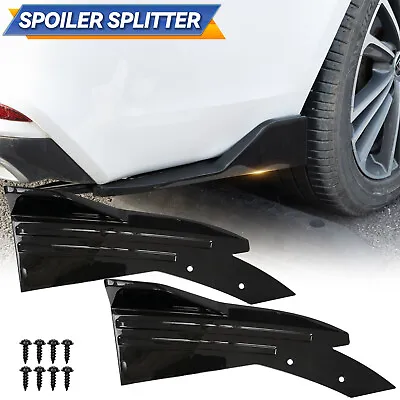 2xCar Rear Bumper Lip Spoiler Diffuser Wrap Angle Splitter Canards Gloss Black • $29.97