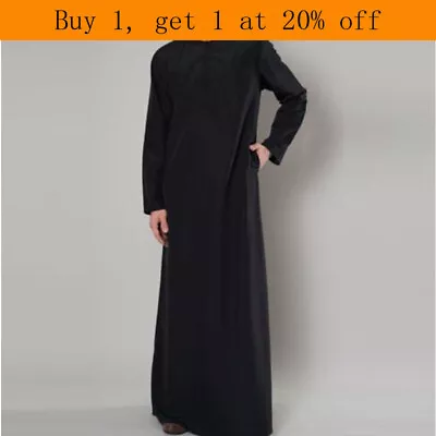 Men Islam Arab Thobe Robe Dishdasha Muslim Abaya Kaftan Dress Thoub Jubba Robe • £14.55