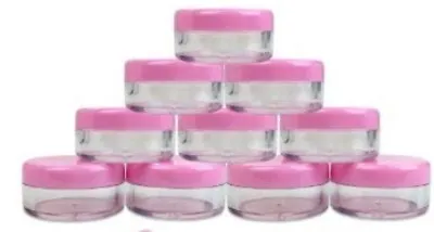 10pc 3G/3ML Round Clear Jars With Pink Lids For Cosmetics Medication Lab RAA • $8.96