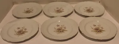 6 Antique Victoria Carlsbad Austria Salad Plates-violets- Scallop Edgegold Trim • $12.95