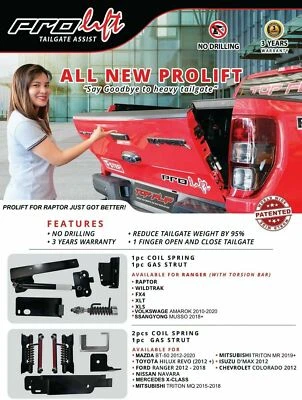 $184 • Buy New PROLIFT TAILGATE ASSIST FOR SSANGYONG MUSSO 2018+ EASY UP & EASY DOWN