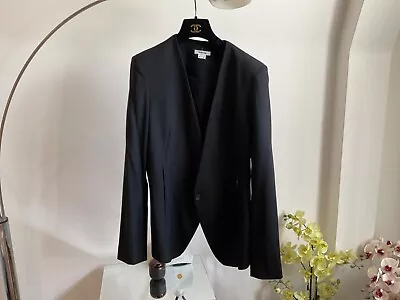 Helmut Lang Women's Black Fitted One Button Collarless Blazer Coat Size 6 • £49.99