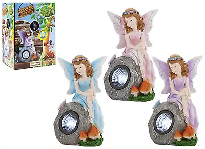 Large Solar Fairy Rock Lights Enchanted Garden Patio Graveside Memorial Fairies • £8.95