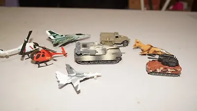 Vintage Die-cast Military Camo Green Vehicle's & Helicopters Mixed Lot Of 8 • $13.65