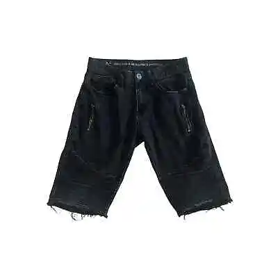 Men 30W 19V69 Versace 19-69 Abbigliamento Sportivo SRL Black Moto Jean Shorts • $23