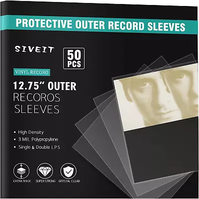 Record Sleeves For Vinyl Record-50 Clear Plastic Protective Vinyl Record Outer S • $14.89