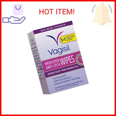 $6.90 • Buy Vagisil Anti-Itch Medicated Feminine Intimate Wipes For Women, Maximum Strength
