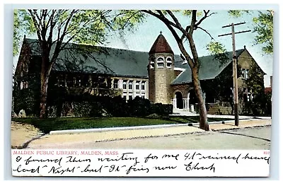 Postcard Malden Public Library Malden Mass MA Udb F8 • $2.99