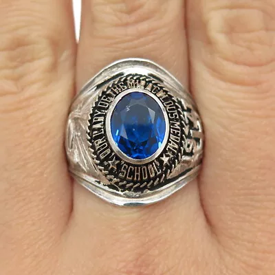 SK & F Sterling Vintage 1977 Our Lady Of Miraculous Medal School Ring Size 8.75 • $123.99