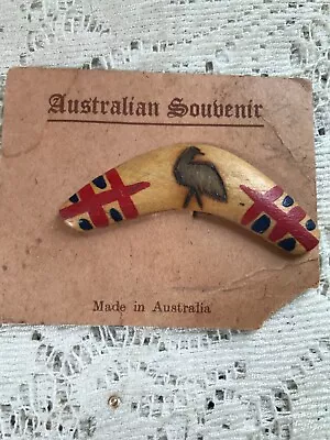 Vintage AUSTRALIAN BOOMERANG Souvenir 2-1/2  Made In Australia KIWI BIRD Wood • $7