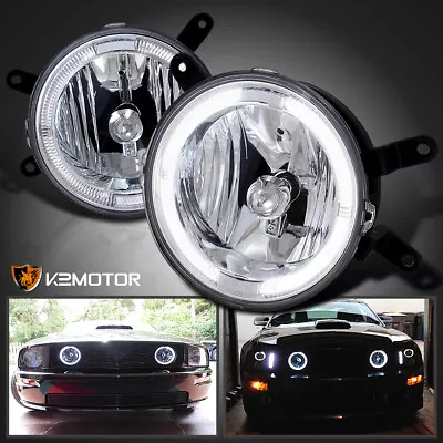 Fits 2005-2009 Ford Mustang GT Clear Halo Fog Lights Driving Lamps Pair Lamps • $107.38