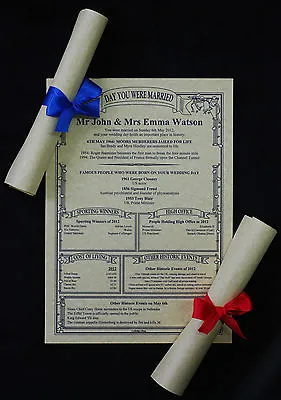 £2.75 • Buy PARCHMENT SCROLL 1st 10th 20th 30th 40th 50th 60th Wedding Anniversary Gift