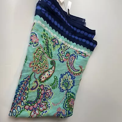 NWT Talbots Fanciful Paisley Oblong Scarf Rayon Cotton Blue Mint Green Pink • $19.99