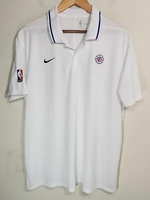 Nike Dri Fit Los Angeles CLIPPERS Short Sleeve White Golf Polo Shirt Men's XL • $22.99