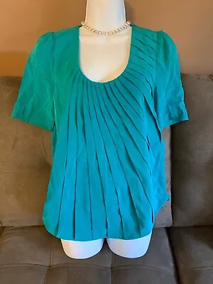 DESIGNER SILK MADISON MARCUS Shirt Top Blouse Pleat Slimming SMALL S Gorgeous • $19.50