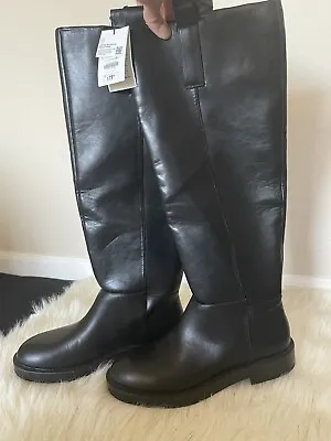 $59.99 • Buy New Zara Flat Knee High Black Boots 41 USA 10 NWT