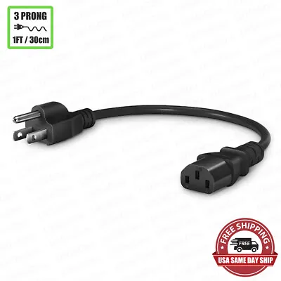 1FT Universal 3 Prong AC Power Cord Cable 18AWG Computer Printer Monitor TV PC • $4.99