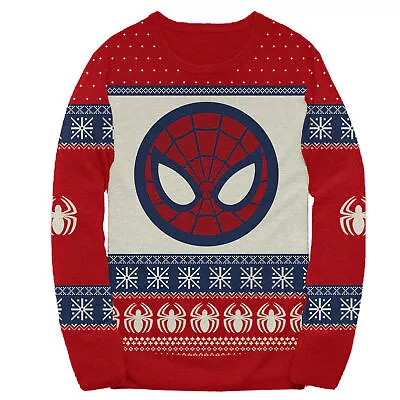 Marvel Spider-Man Symbol Offcially Licesned Adult Holiday Ugly Christmas Sweater • $49.95