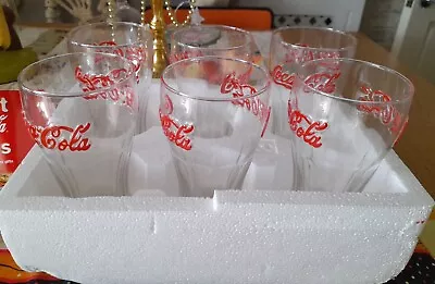 6 Vintage Coca-cola Red Script Logo Glasses • £15